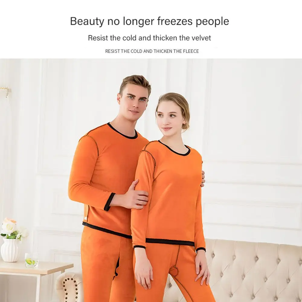 Thermal Underwear Men Autumn Winter Shirt+Pants Long Johns Winter Women Thermal Underwear Shirt Sets Velvet Men Tops Size L-4XL