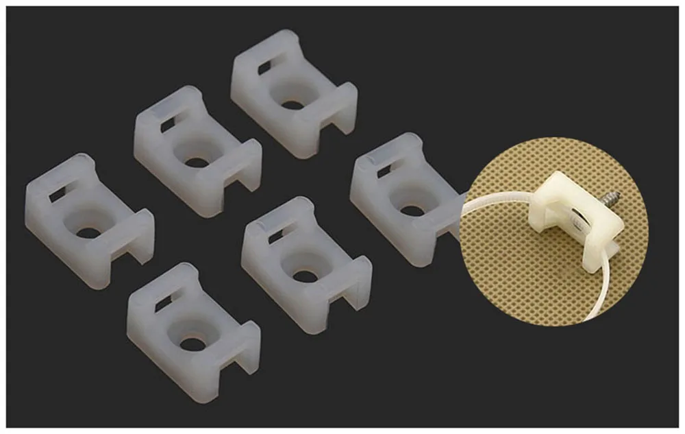 cable tie Mounts 100PCs 4.6mm Wire Buddle Saddle Type Plastic Holder White Black 10 width 15 length Plastic cable white mount