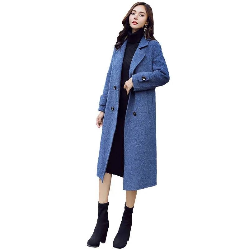 

2021 Blends Woolens Overcoat Female Coat Double Breasted Women's Wool Camel Coat Spring Autumn The New Fashion Long Style Jacket