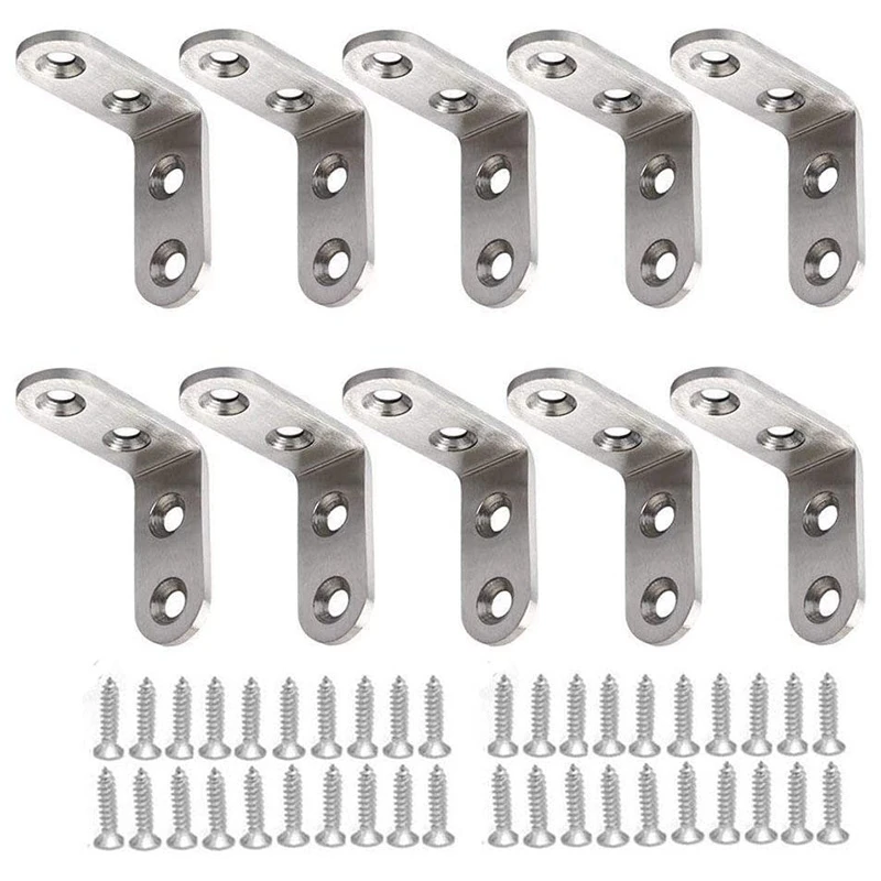 

10Pcs 50X50MM with Screws Heavy-Duty "L"-Shaped Decorative Joint Corner Bracket Shelf Rack Wall Mount Bracket Promotion