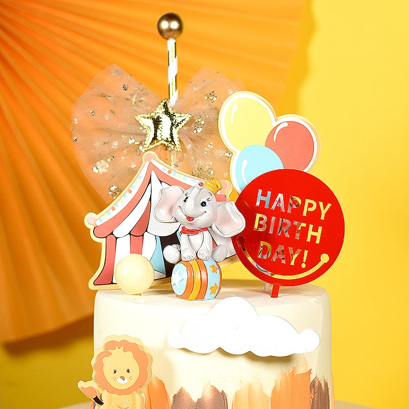 Cakelove Клоун и цирк торт Топпер розовый синий шар с днем рождения украшение для