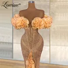 Оранжевые блестящие вечерние платья-русалки 2021 платье с открытыми плечами в стиле знаменитостей вечерние платья для свадьбы арабское платье для выпускного вечера платья