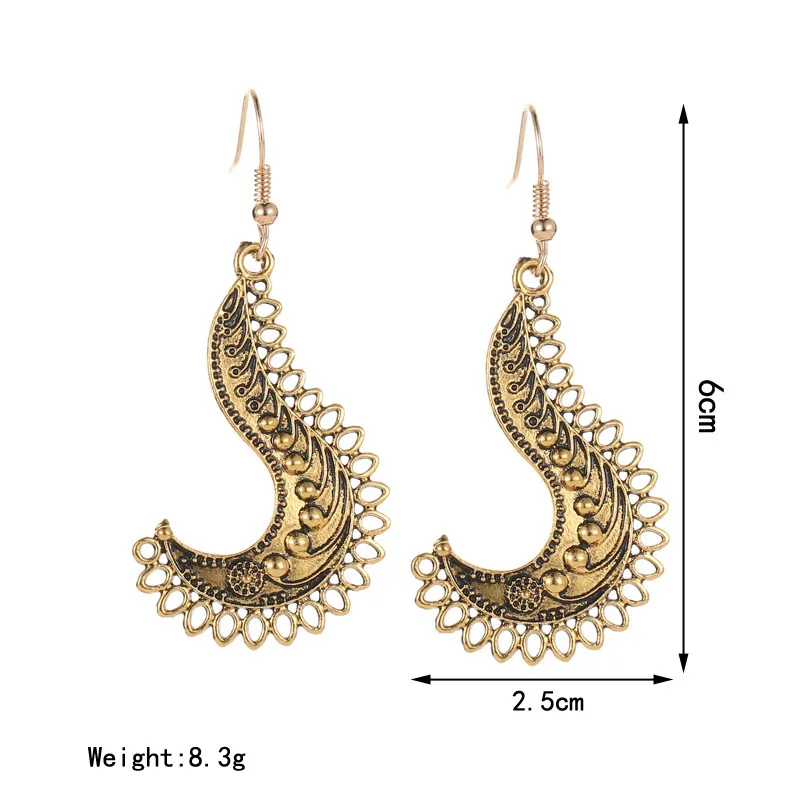 

HOCOLE Vintage Tibetan Earrings For Women ZA 2019 Geometric Statement Gold Silver Long Pendant Dangle Earring Indian Jewelry