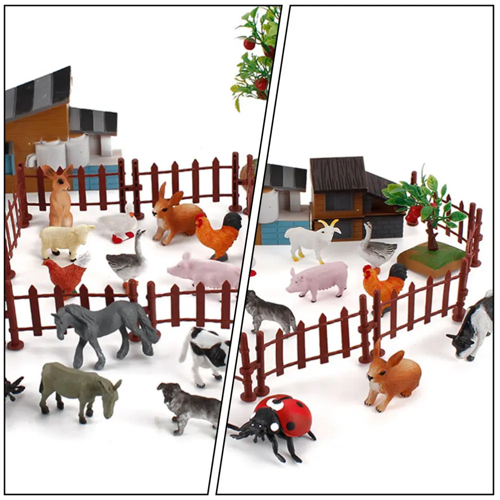 

1 Set/28pcs Mini Farm Animal Figurine Toys Creative Mini Farmhouse Model Toys