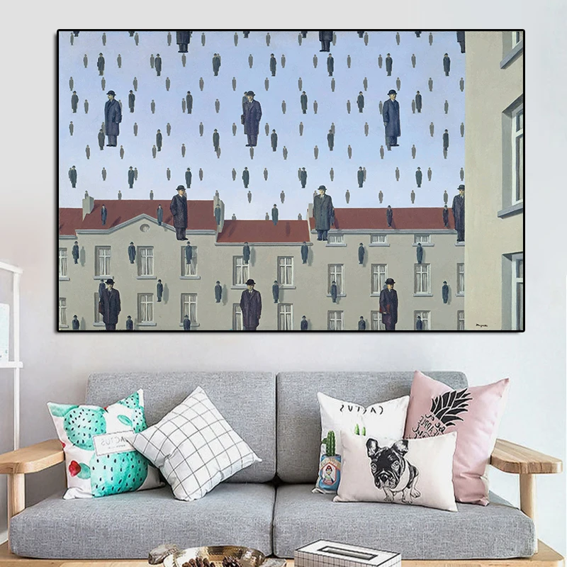Картина маслом по холсту Rene Magritte Golconda 1953 Современное украшение для дома картины