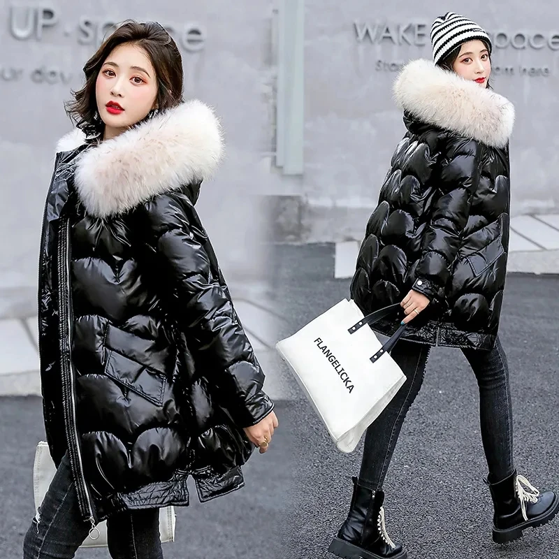 Women's Winter Jacket Coat 2021 New Fashion Fur Collar Hooded Thick Warm Parka Coat Casual Women Long Snow Jacket Coat
