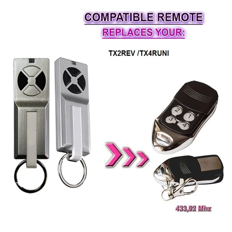 

For TX2REV / TX4RUNI compatible replacement remote control 433.92mhz