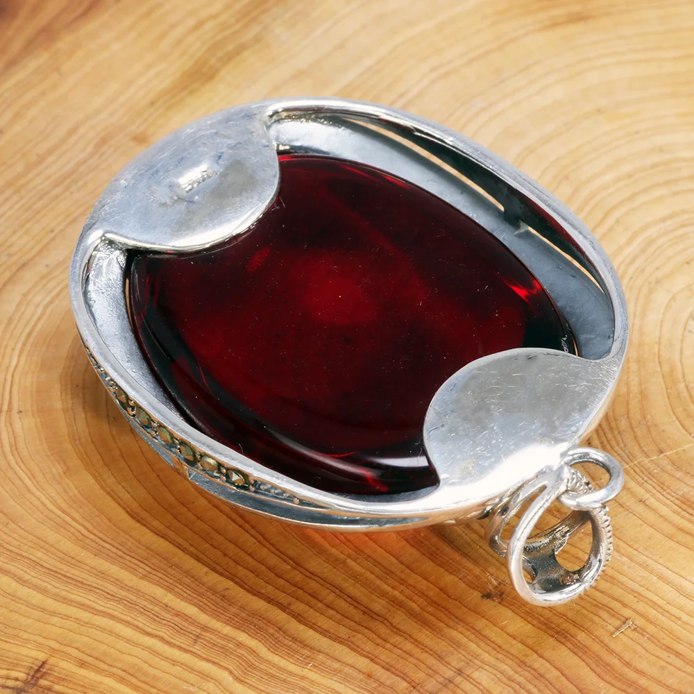 Женский кулон из серебра 925 пробы с гранатами|Подвески| |