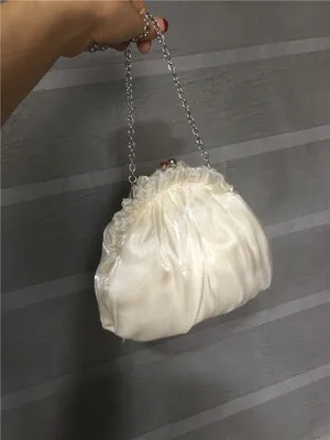 beige no pearl strap С жемчугом и рюшами, зажим для Сумки из натуральной кожи Для женщин Винтаж шикарная цепь газовое кружевное платье мини вечерний клатч, сумка на плечо, для девушек, кошелек для свадьбы, вечеринки, милые - Цвет: beige no pearl strap
