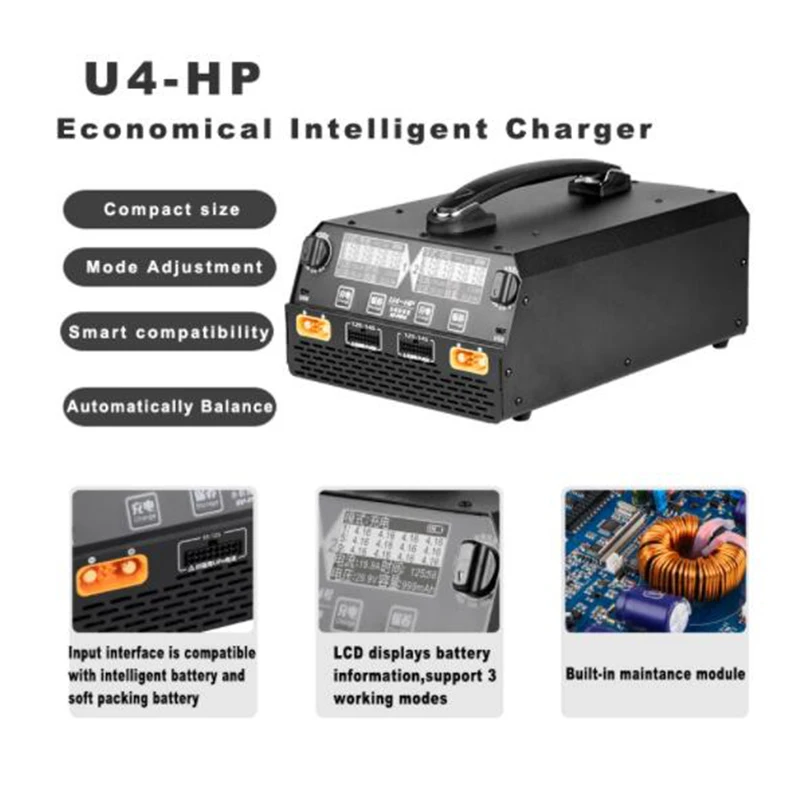 

EV-PEAK U4-HP Balance Charger Dual Channel for LiPo/LiHv 6S-14S Battery 2500W 25A