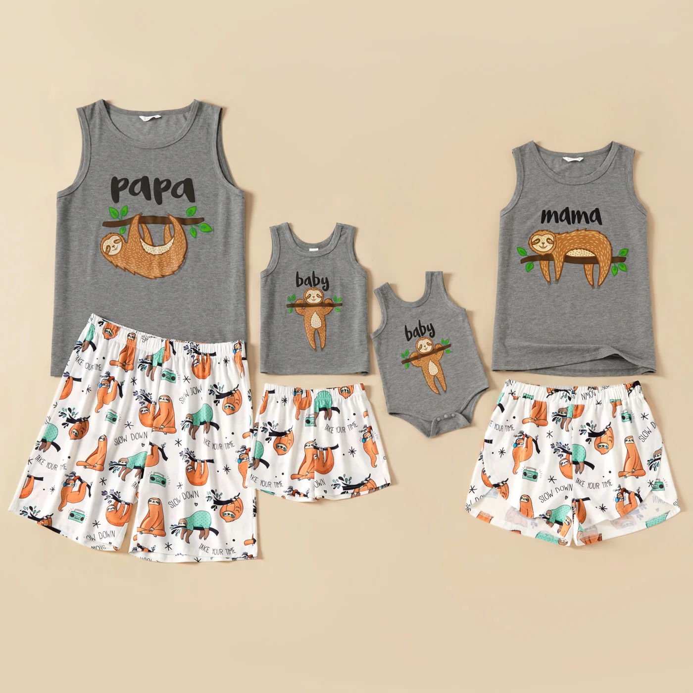 PatPat Family Animal Letter Print Matching Pajamas Set(Flame Resistant)