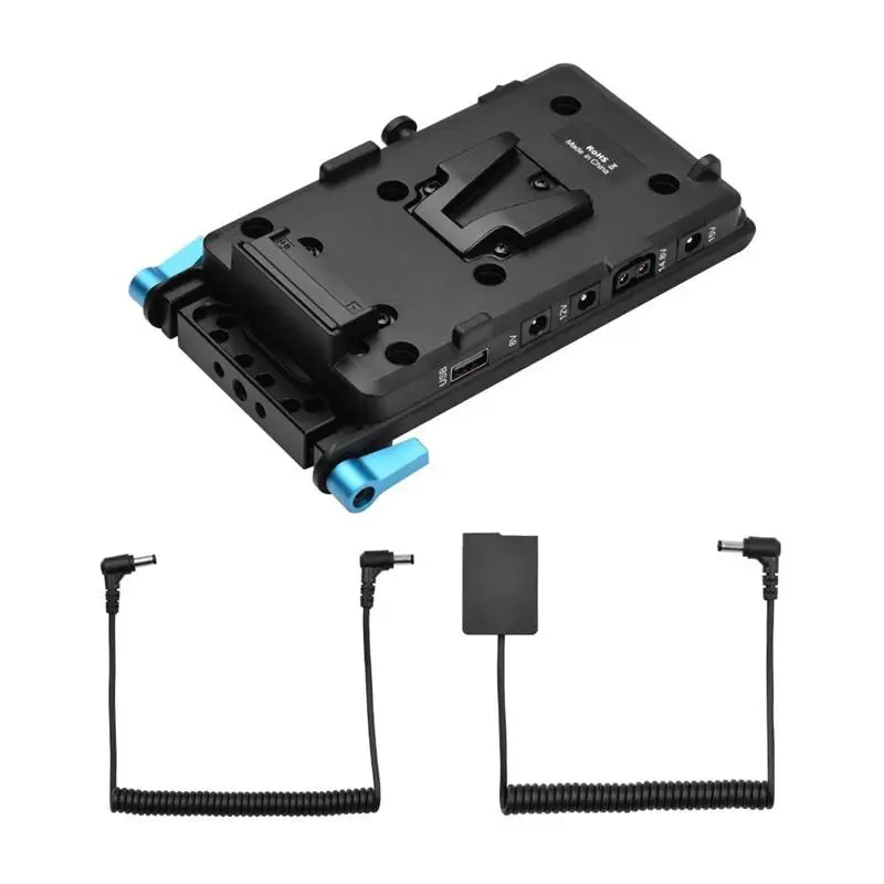 

V Mount V-Lock Battery Plate Adapter with 15mm Dual Hole Rod Clamp NP-FZ100 Dummy Battery Replacement for Sony A7R A7R A6600