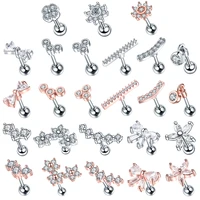 1pc steel cz cartilage stud helix earring piercings crystal rook tragus conch earring stud piercings sexy women jewelry 16g