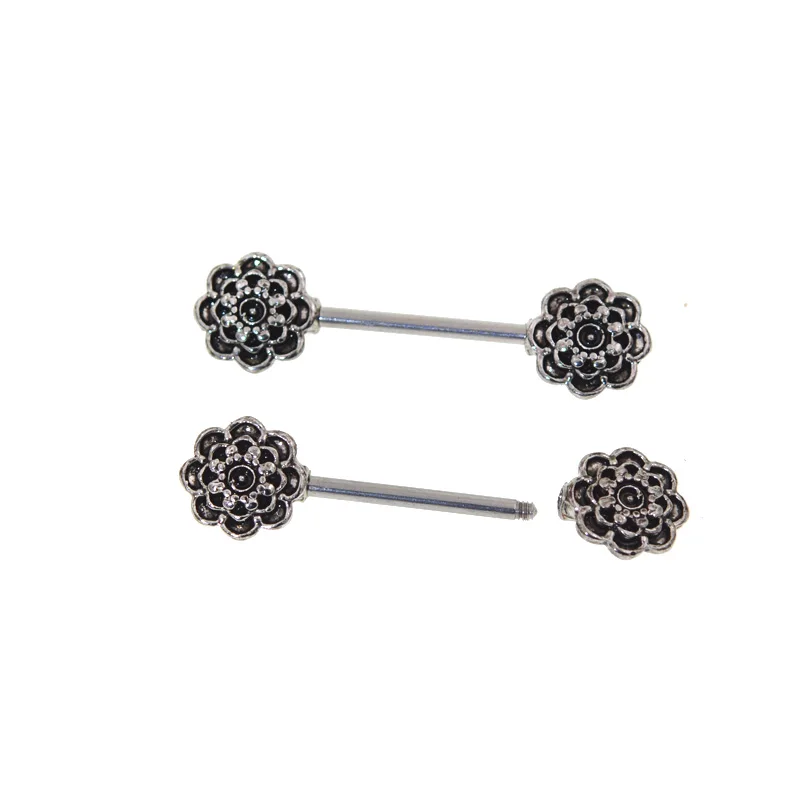 Пикантная Черная роза для сосков в стиле панк рок 1 пара 14 г 4*16 мм промышленная