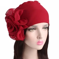 2020 women new large flower stretch scarf hat ladies elegant fashion hair accessories chemo hat women turban bandanas wholesale
