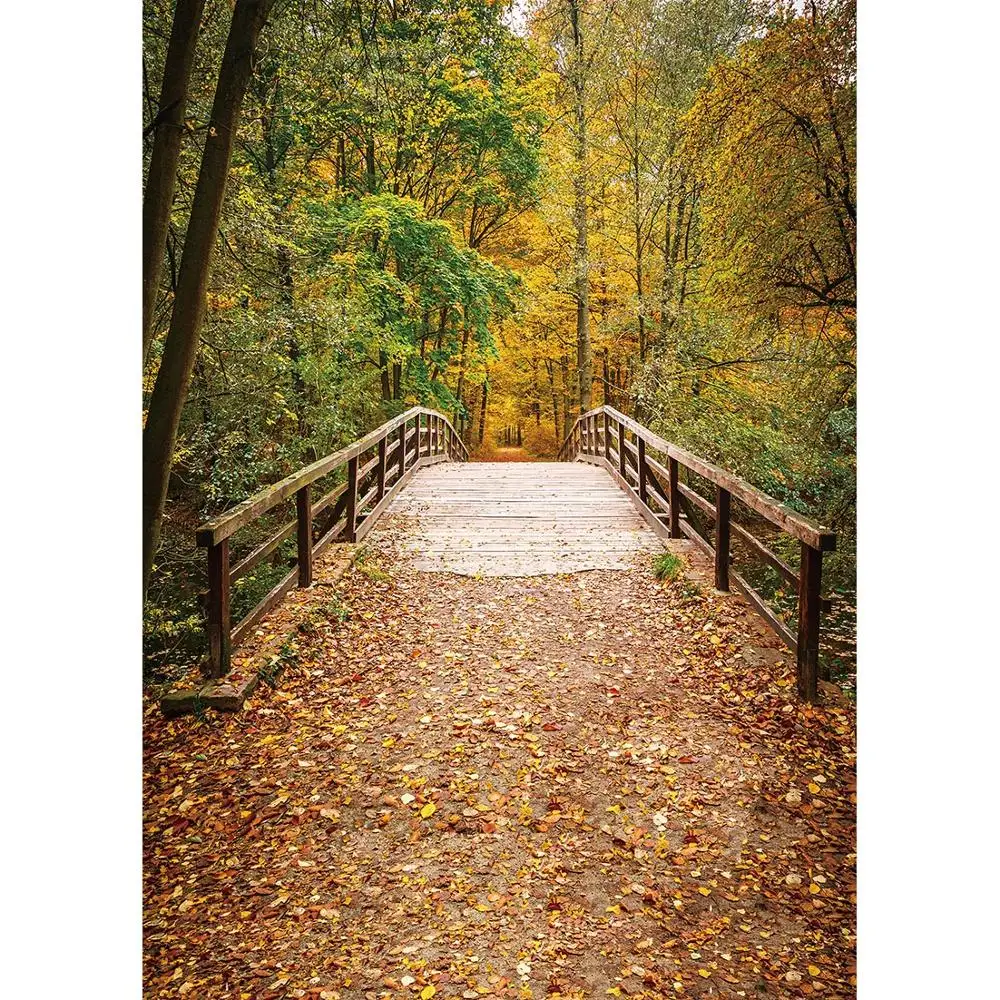 Фоны для фотосъемки в осеннем лесу деревянный мост Фотофон 3D виниловая ткань