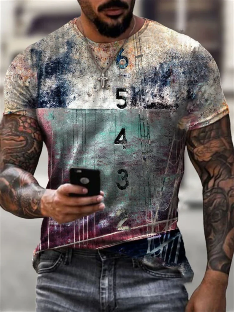 

2021 men's summer leisure youth slim fitting round neck cartoon print bottomed T-shirt