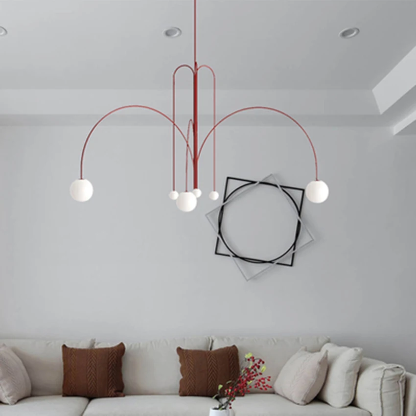 

Nordic LED Glass Magic Beans Ball Line Chandelier Nordic Cafe Bar Indoor Living Room Lamp Restaurant Bedroom Decor Light Fixture