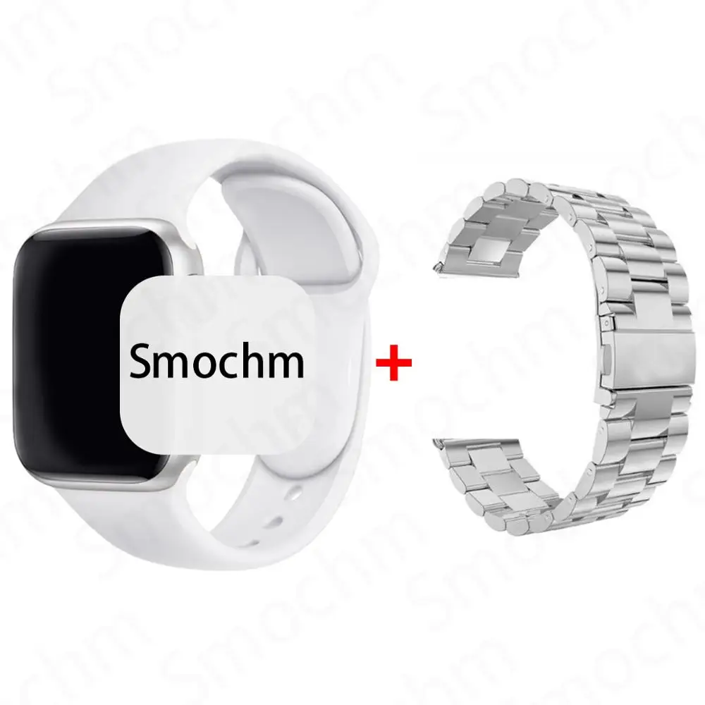 Smochm IWO 8 Plus 1:1 MTK2502C Беспроводное зарядное устройство Bluetooth Смарт часы обновление IWO 9 IWO8 Smartwatch 44 мм серия 4 для Apple Watch - Цвет: Silver SilverStainle
