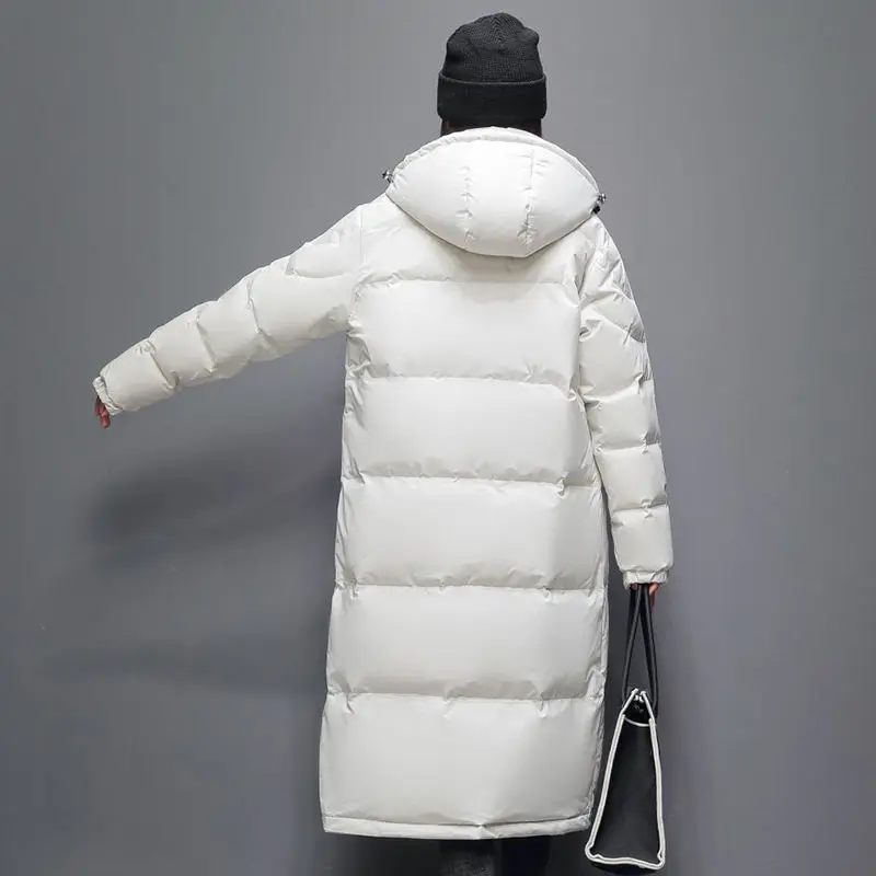 Winter Men's and Women's Down Jacket Women's Fashion Solid Color Over The Knee Long Couples Warm White Duck Down New Clothing