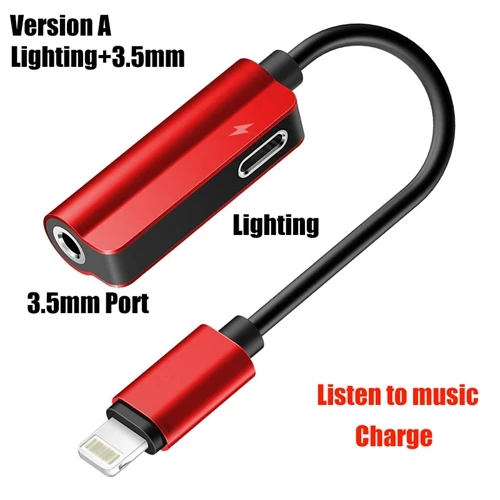 Lighting to 3.5mm Rd ROCK для Lightning до 3,5 мм аудио адаптер, разъём для зарядки конвертер для iPhone 7 8 X Кабель разветвитель освещения для освещения OTG - Цвет: Lighting to 3.5mm Rd
