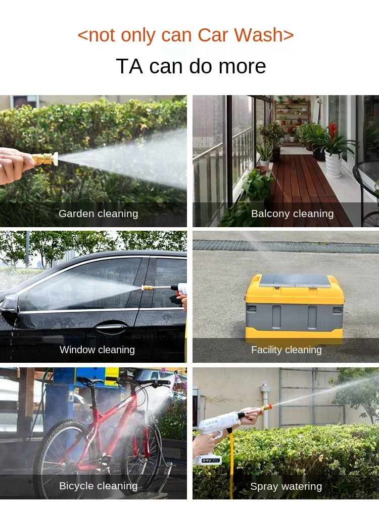 

TT Wireless Car Washing Machine Car Household Portable Rechargeable High-Pressure Water Gun High-Power Lithium Battery Cleaning