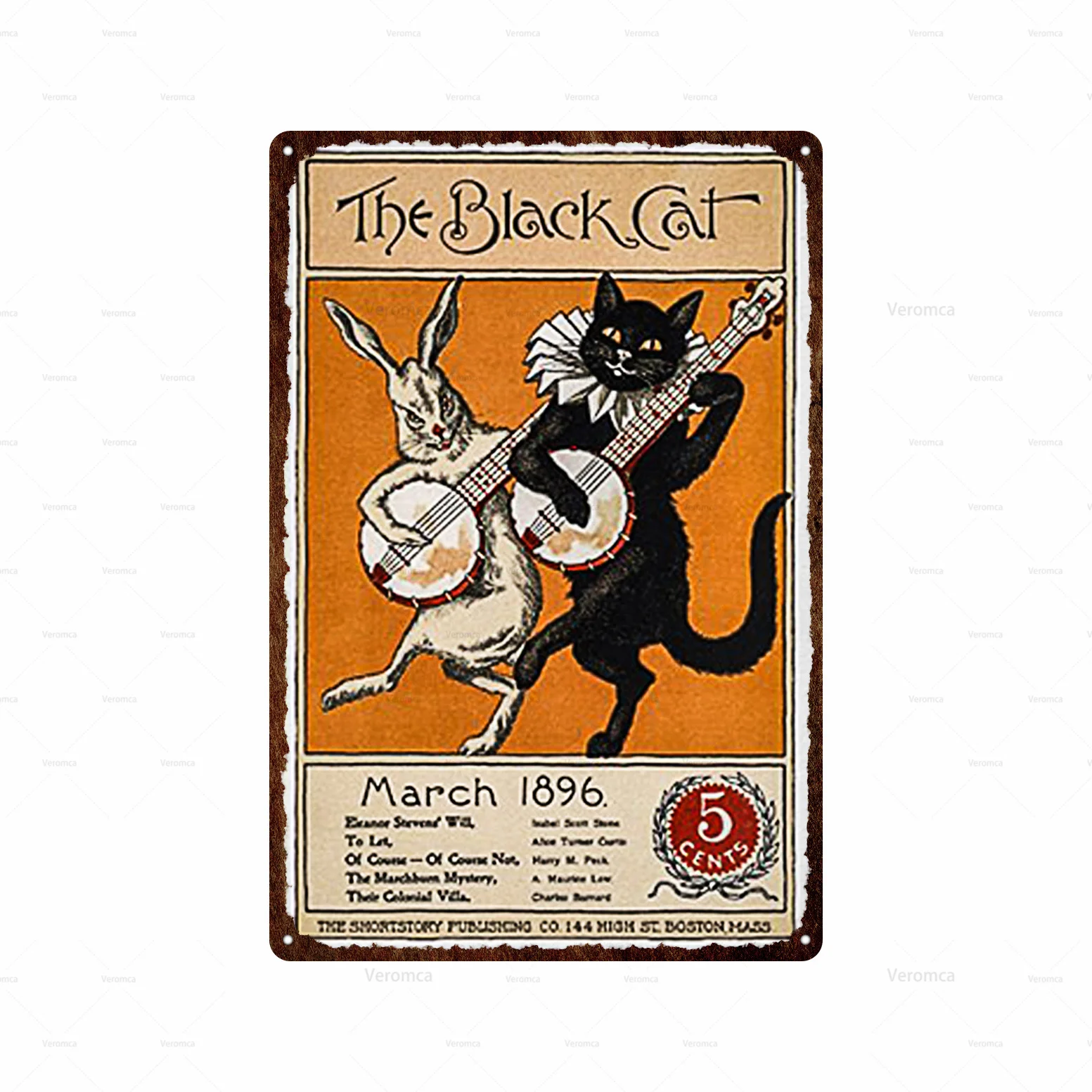 Металлический постер с забавной черной кошкой настенная табличка животными