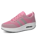 Кроссовки женские на платформе, дышащая сетчатая обувь для бега, на шнуровке, удобные розовые теннисные кроссовки для бега