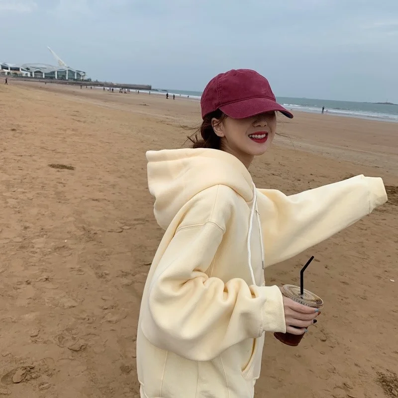 

white light blue yellow thickened sweater jacket zipper hooded cardigan