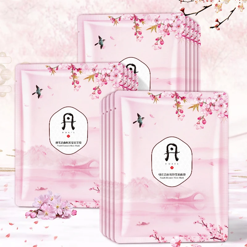 

Moisturizing Peach Blossom Plant Essence Invisible Breathable Firming Face Mask Elastic Smoothing Nourishing Skin Friendly