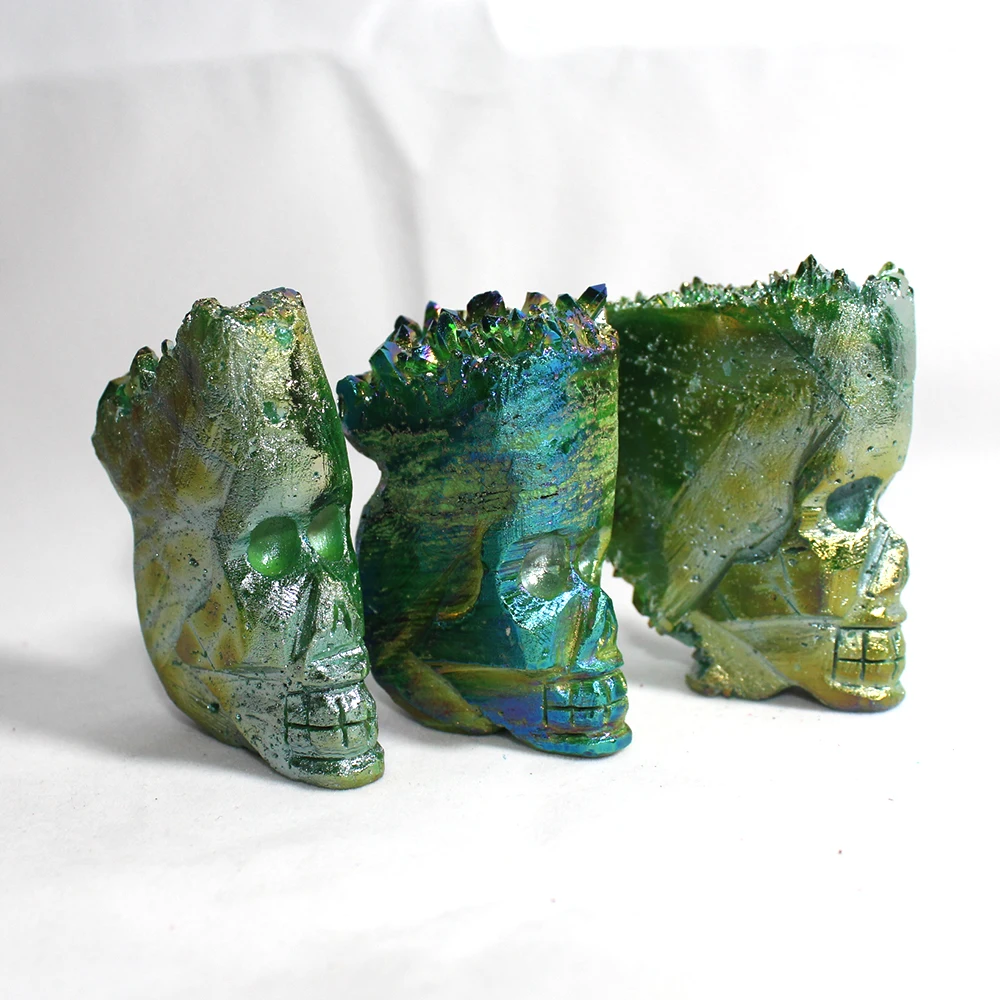 Runyangshi 1 шт. Модный Зеленый необработанный Кристалл кластер череп зеленое