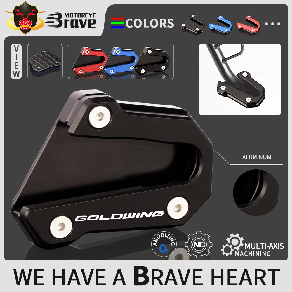 

For HONDA GL1800 Goldwing 1800 GL 1800 2018 2019 2020 2021 Motorcycle CNC Kickstand Foot Side Stand Extension Pad Support Plate