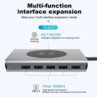 13 в 1 USB-C концентратор Беспроводной зарядный адаптер мульти Тип USB с разъемами типа C и USB3.0 VGA RJ45 HD 4K PD аудио 3,5 мм TF карты памяти SD док-станции