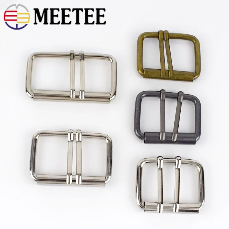 

Meetee 4/10p 40/50/60mm Metal Double Pin Belt Roller Buckle Coat Web Strap Adjustable Harness DIY Bags Leathercraft Accessory