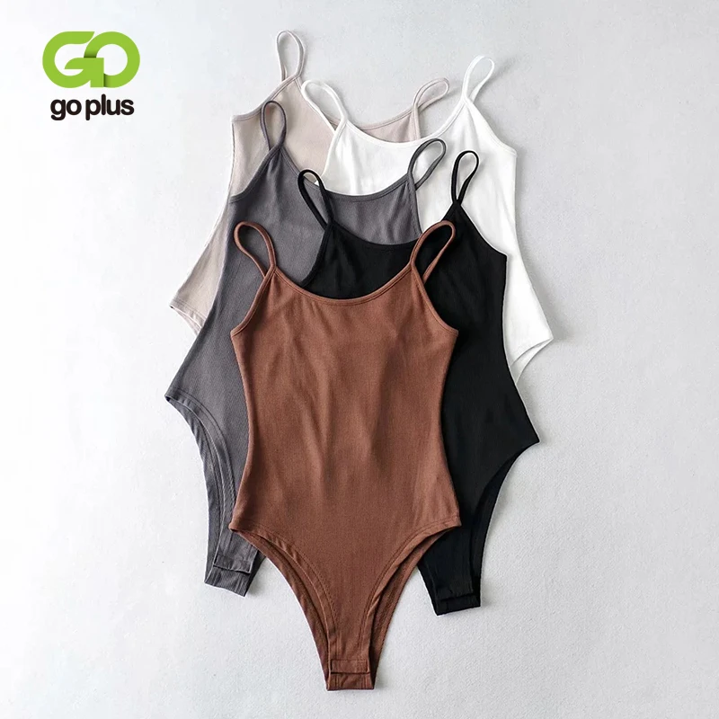 

GOPLUS Body Sexy Bodysuit Women Skinny Tops 2021 Summer Sleevless Backless Black White Bodysuits Kombinezon Damskie Femme C11506