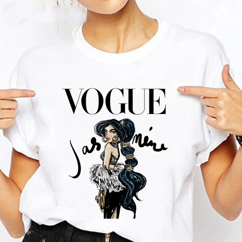 Модные футболки с принтом для женщин 2019 Летняя Повседневная тонкая белая
