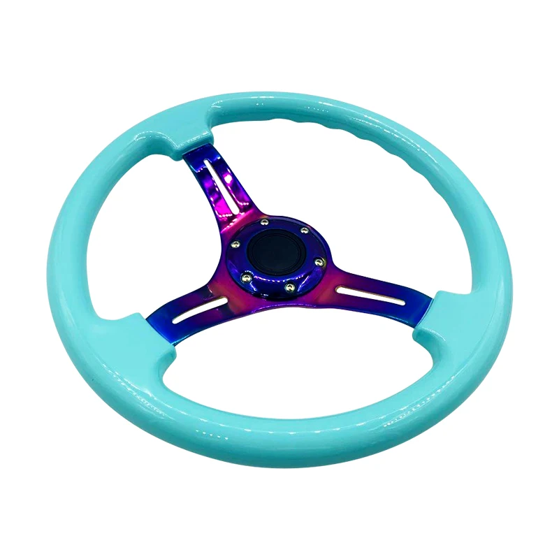 ABS Universal NEO Chrome Car Sport Steering Wheel With Logo 14Inch 350mm Auto Racing Steering wheels Deep Drifting Multiple