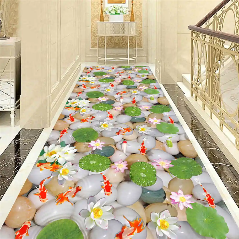 3D печать булыжника Золотая рыбка длинный кухонный коврик для ванной комнаты домашний декоративный внутренний коврик для прихожей ковры для гостиной