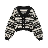 retro striped sweater womens autumn and winter casual vintage v neck cardigan button long sleeve womens knitted sweater top