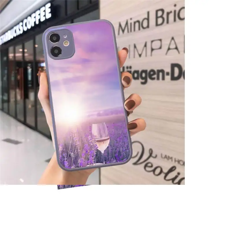 

Lavender purple flower pattern Phone Cases Matte Transparent for iPhone 7 8 11 12 s mini pro X XS XR MAX Plus cover funda shell