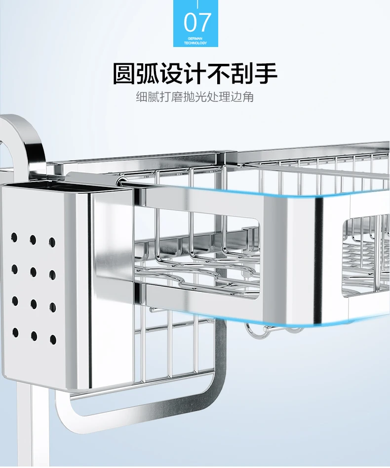 2-storey Storage Shelf Kitchen Utensils Stainless Steel Sink Rack Leachate Dishwasher Shelves | Дом и сад