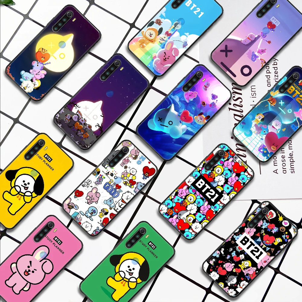 

Cute Cartoon BT21 Phone Case For Xiaomi Redmi Note 7 8 8T 9 9S 4X 7 7A 9A K30 Pro Ultra black Prime Soft Waterproof 3D Etui