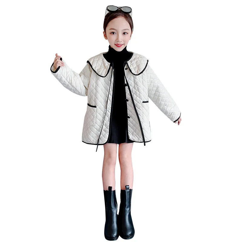 

2021 Fashion Coat For Girl Spring Autumn Winter Childrens' Plus Velvet Jacket Clothes For Girl 3 8 6 9 Years Old Princess Style