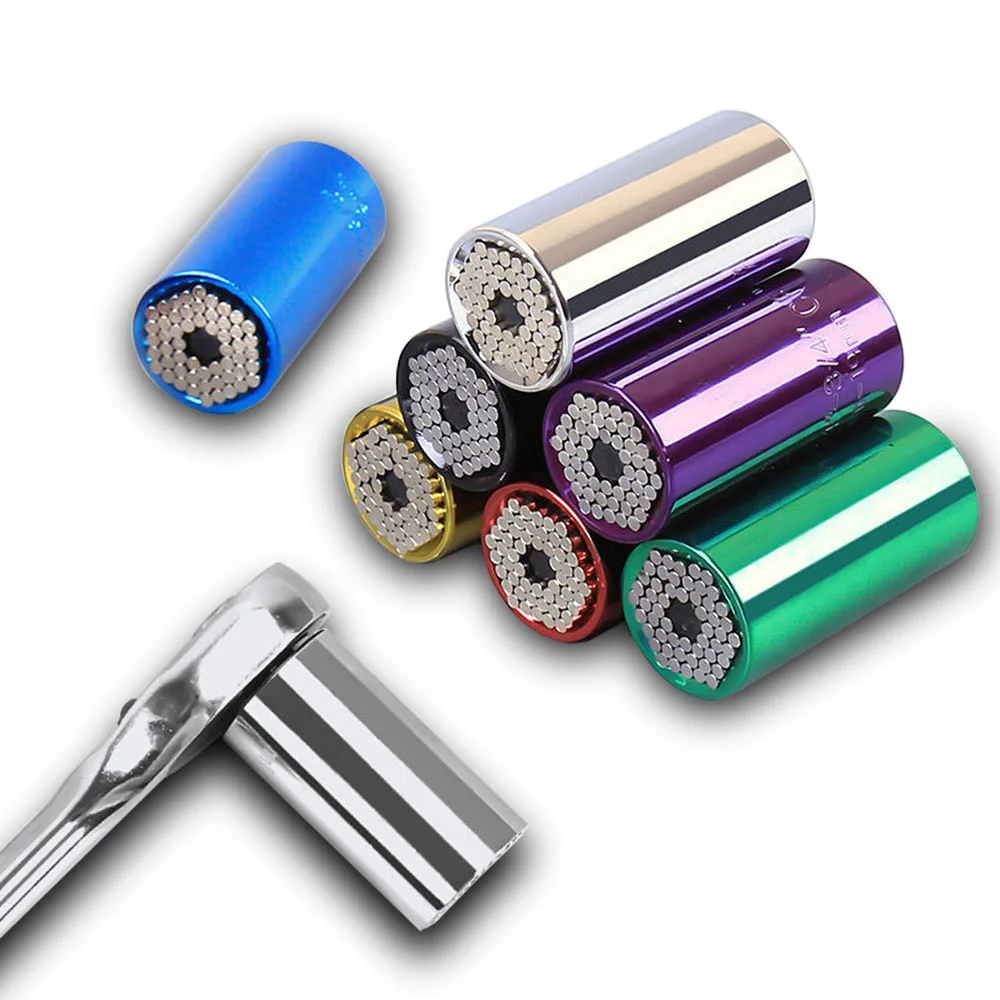 

Towayer Universal Torque Wrench Spanner Grip Multi Function Universal Ratchet Socket 7-19mm Power Drill Adapter Hand Tools