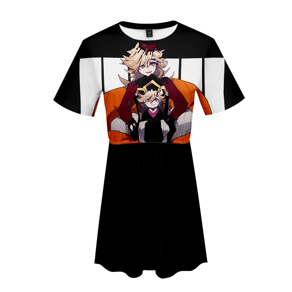 Demon Slayer: Kimetsu no Yaiba Новинка летнее платье с короткими рукавами тренд Великолепная