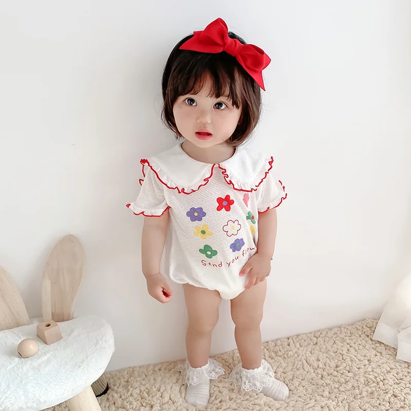 

Baby Romper Flower Jumpsuit Summer Baby Girls Clothes Doll Collar Newborn Infant Girls Romper Toddler Playsuit Outfits Sunsuit