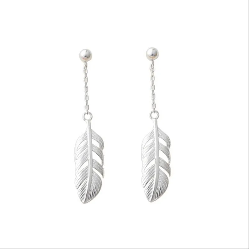

New Style Arrival Fashion Bohemia Silver Color Jewelry Earrigs Female Sweet Feather Simple Retro Personality Women Earrings