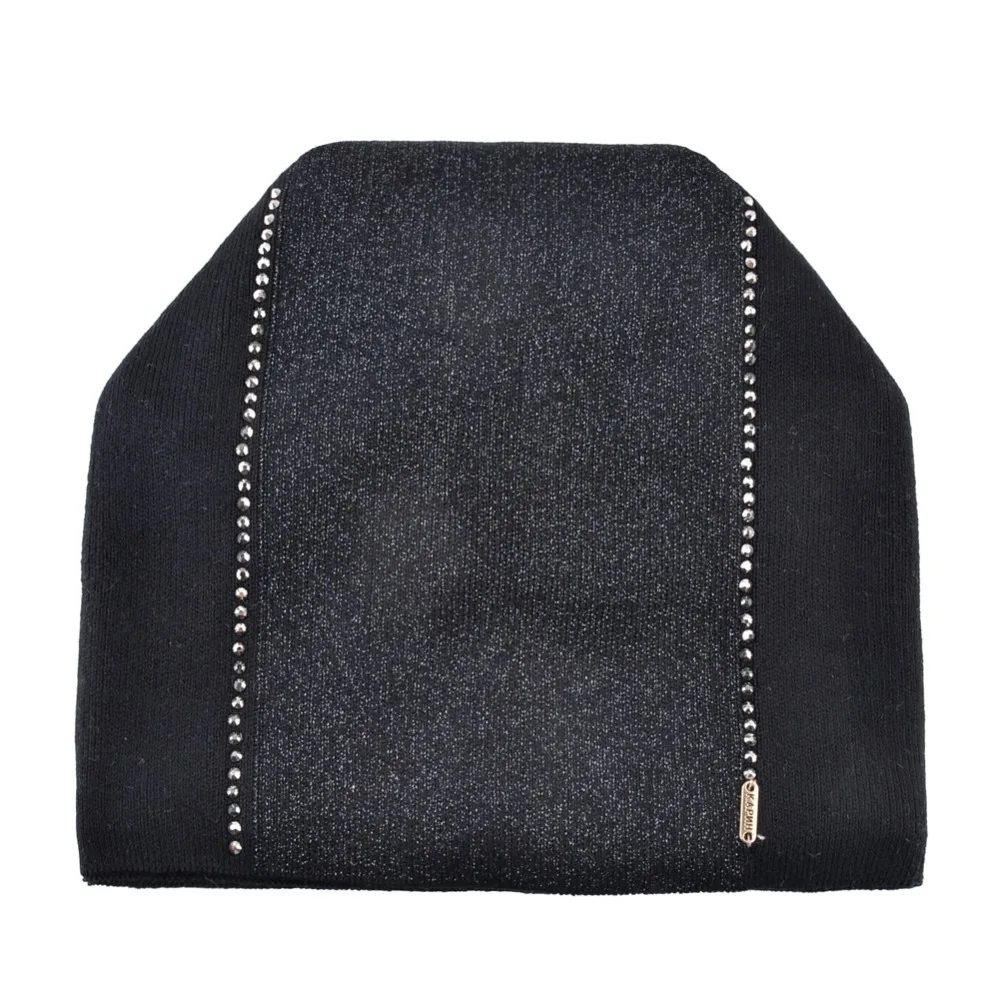 Winter Beanie Women Knitted Wool Hats Female Fashion Skullies Beanies With Rhinestones Solid Color Warm Knit Bonnet Ladies Cap