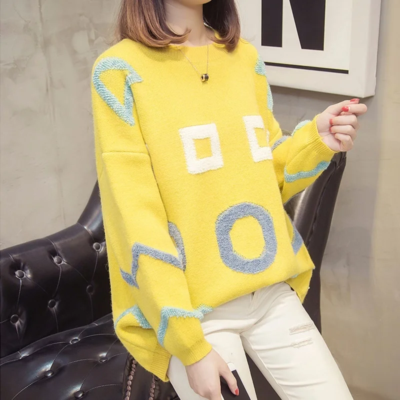 Свитер женский вязаный с длинным рукавом оверсайз пуловер Рождественский свитер