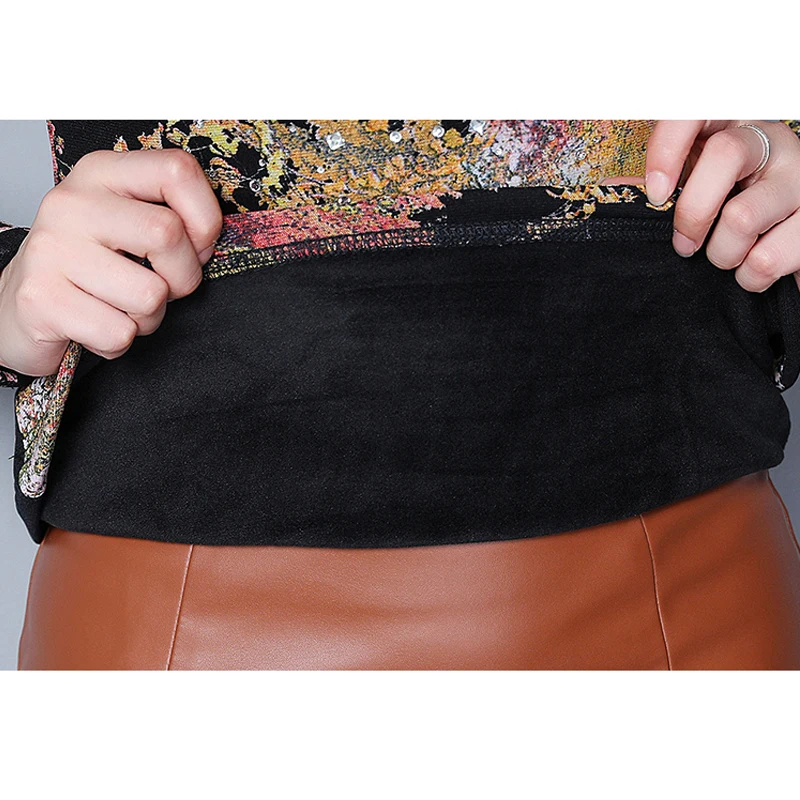 Блузка женская зимняя с высоким воротником и принтом батальных размеров 6XL|blusas